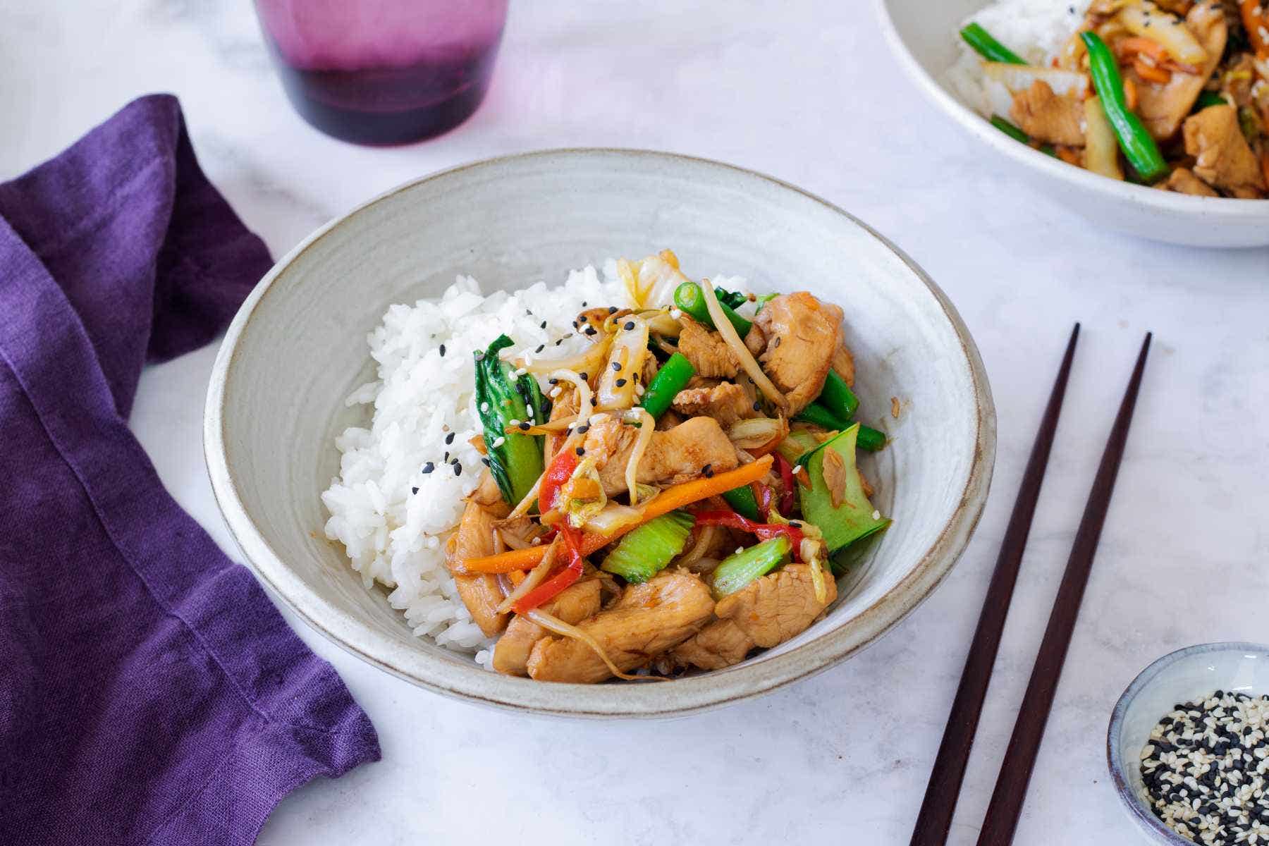 Rychlé stir-fry s kuřecím masem