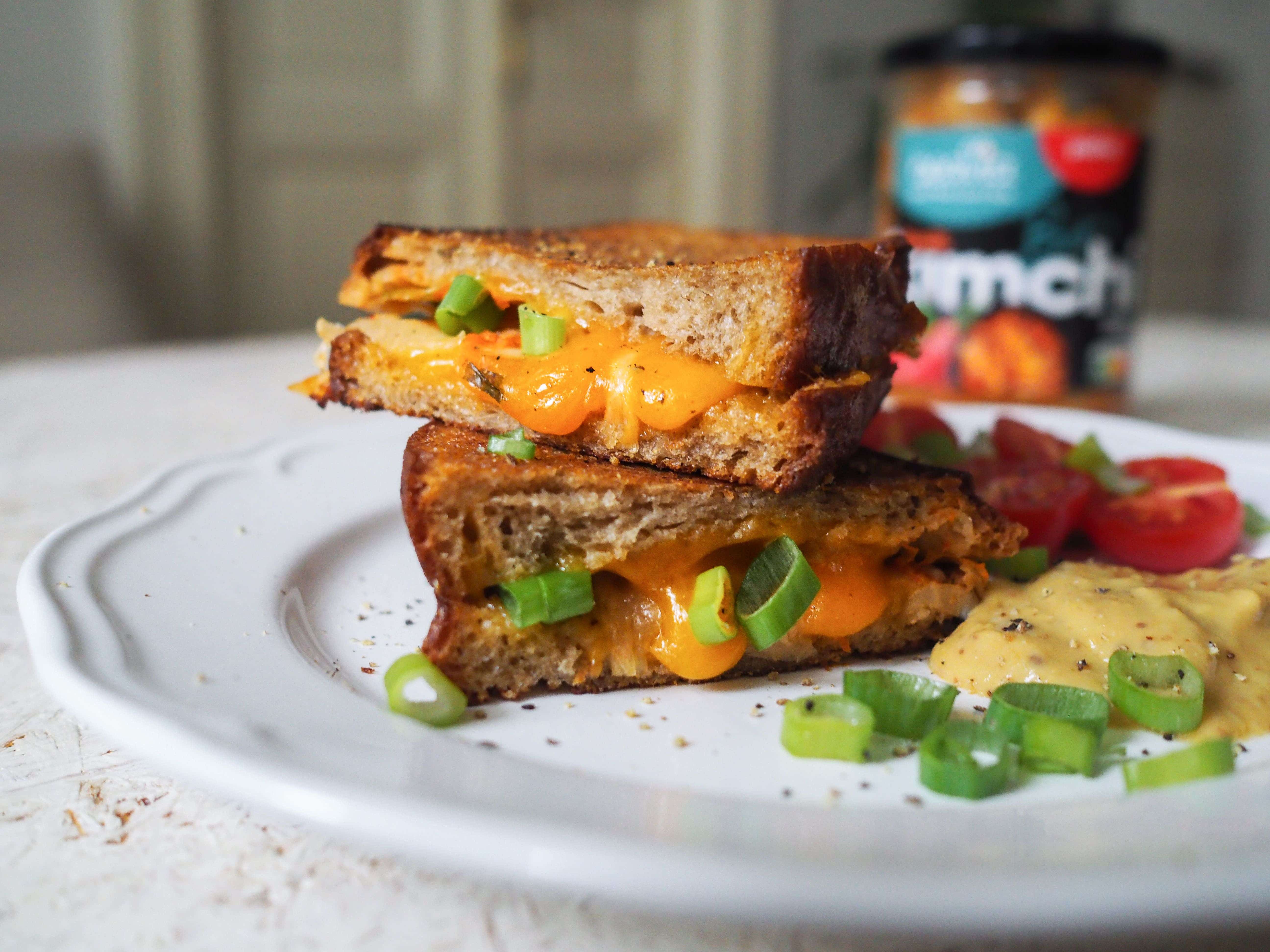 Kimchi grilled cheese sandwich