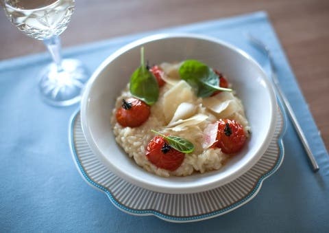 Risotto Parmigiano s pečenými cherry rajčaty