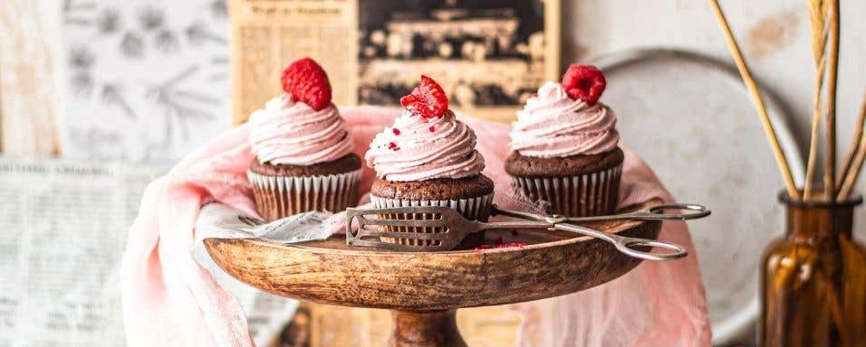 Čokoládové cupcakes s malinami