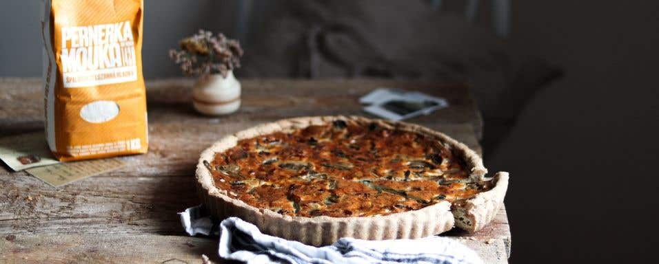 Houbový quiche ze špaldové mouky