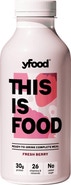 yFood nutričně vyvážené jídlo ve formě nápoje s příchutí malin a jahod
