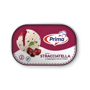 Prima Stracciatella zmrzlina s toppingem černá třešeň