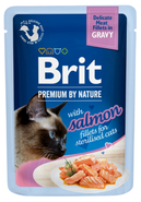 Brit Premium by Nature Filety s lososem ve šťávě pro dospělé kastrované kočky