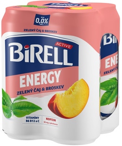 Birell 0.0 Energy Zelený čaj & Broskev nealkoholické pivo s kofeinem 4x0,5l
