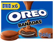 Oreo sušenky s vanilkovou náplní, kakaová poleva