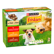 Friskies Adult kapsičky pro psy hovězí, kuře, jehněčí ve šťávě 12x85g