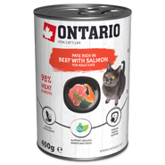 Ontario Konzerva hovězí s lososem, paté pro kočky 