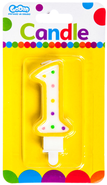 Party Deco  Svíčka číslice "1" barevná 7,5cm 