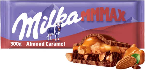 Milka čokoláda Mmmax Almond Caramel mléčná s mandlemi Košík cz