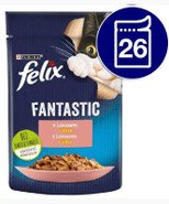 Felix Fantastic Kapsička pro kočky losos v želé 26x85g