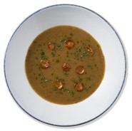Cibule Bistro Čočková polévka se štýrským párkem