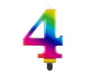 Svíčka - číslice "4" duhová 8cm 