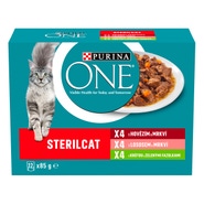 Purina ONE Sterilised kapsičky pro kočky hovězí, losos, krůta ve šťávě 12x85g