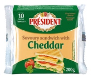 Président Tavené plátky Cheddar