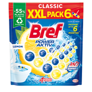 Bref Power Aktiv Lemon tuhý WC blok s vůní citronu, 6x 50 g