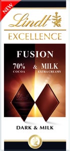 Lindt Excellence Fusion Hořká 70 % & Mléčná čokoláda