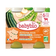 BabyBio Babybio Hrášek, pastinák, cuketa a telecí maso 2x200 g