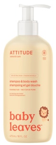 Attitude Baby leaves Dětské tělové mýdlo a šampon 2v1 s vůní hruškové šťávy