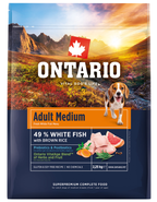 Ontario Krmivo Adult Medium Fish & Brown Rice pro psy