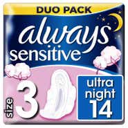 Always Sensitive Ultra night hygienické vložky