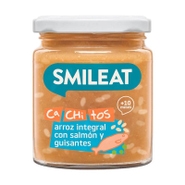 Smileat BIO příkrm losos se zeleninou, hnědou rýží s extra panenským olivovým olejem