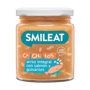 Smileat BIO příkrm losos se zeleninou, hnědou rýží s extra panenským olivovým olejem