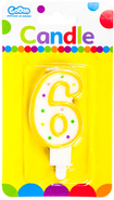 Godan Svíčka číslice "6" barevná 7,5cm 