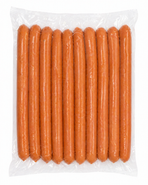 Steinex Hot Dog párky (65 % obsah masa), 10x60g, mražené