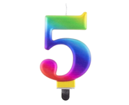 Svíčka - číslice "5" duhová 8cm 