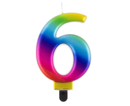Svíčka - číslice "6" duhová 8cm 
