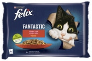 Felix Fantastic kapsičky pro kočky hovězí, kuře v želé 4x85g