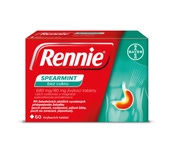 Rennie Spearmint bez cukru 60 žvýkacích tablet