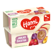 Hami 100% ovoce Švestka a jablko 4x100g, první lžička