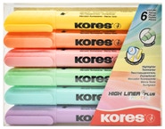 Kores High Liner Plus Zvýrazňovač - 6 pastelových barev