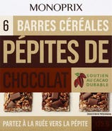 Monoprix Cereální tyčinky s čokoládovými kousky