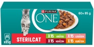 Purina ONE Sterilised kapsičky pro kočky hovězí, kuře, losos, krůta ve šťávě 60x85 g