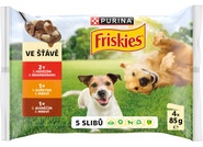 Friskies Adult kapsičky pro psy hovězí, kuře, jehněčí ve šťávě 4x85g