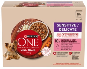 Purina ONE Mini Dog Sensitive kapsičky pro psy losos ve šťávě 10x85g