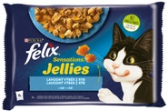 Felix Sensations Jellies kapsičky pro kočky losos, treska v želé 4x85 g