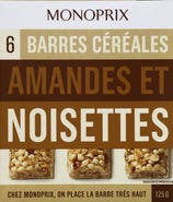 Monoprix Cereální tyčinky s mandlemi a lískovými oříšky