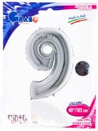 Grabo Balloons Balónek číslice "9" stříbrná 102cm fólie