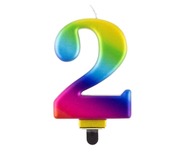 Svíčka - číslice "2" duhová 8cm 