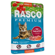 Rasco Premium Kapsička Adult telecí s rajčaty a bylinkami pro kočky 