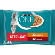 Purina ONE Sterilised kapsičky pro kočky kuře, hovězí ve šťávě 4x85g