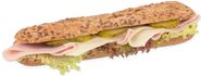 Čerstvě nakrájeno Korn bageta šunka a sýr