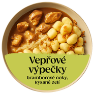 Cibule Bistro Vepřové výpečky s kysaným zelím a bramborovými noky