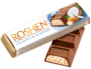 Roshen Mléčná čokoládová tyčinka s mandlemi a kokosovou náplní