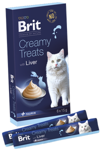 Brit Premium by Nature Cat Creamy Treats with Liver 6x15g, pro kočky