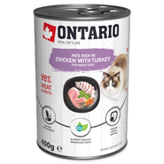 Ontario Konzerva kuře a krůta, paté pro kočky 